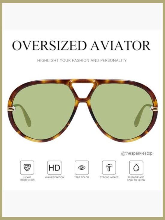 Oversized Aviator Sunglasses with UV400 Protection Retro Style main image 7